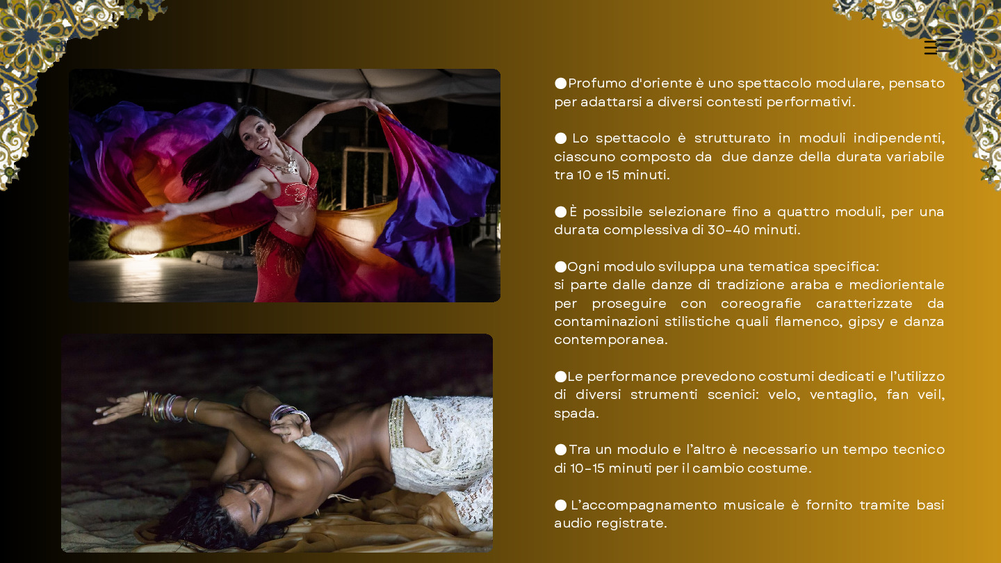 Profumo D'Oriente Spettacolo di Danza Espressiva Araba® con Gaia Scuderi e Evelina Mattucci